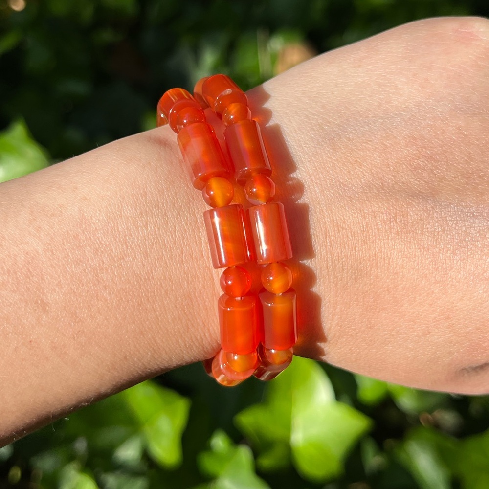 8mm carnelian tube bracelet‎